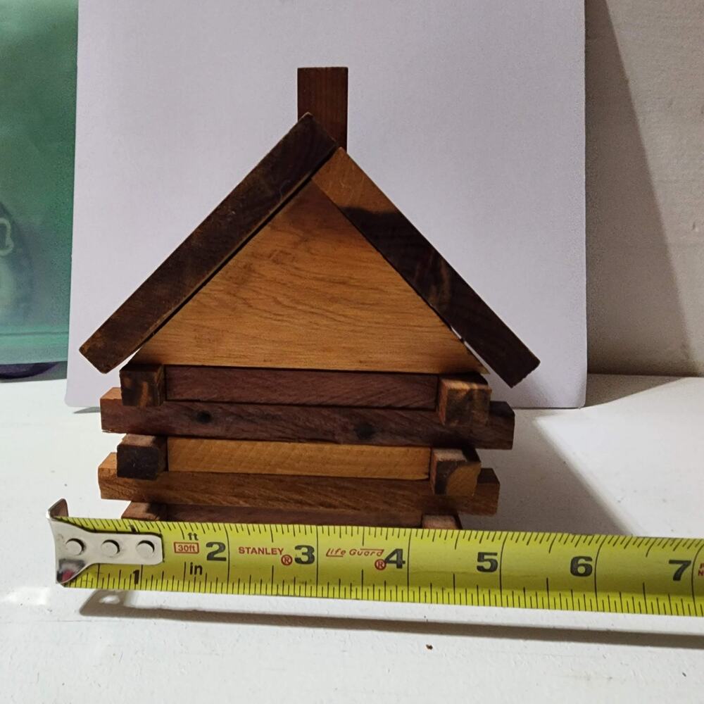 Vintage  Wooden Log Cabin Souvenir Piggy Bank w/Stopper-Rife, Colorado - Picture 10 of 10